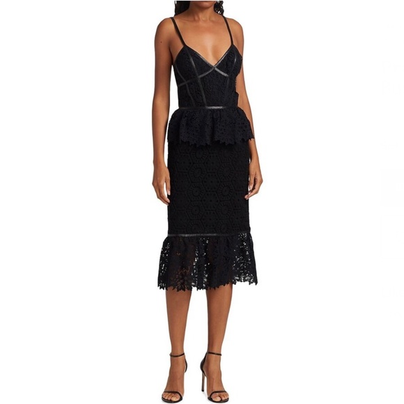 NEW PRABAL GURUNG BLACK LACE BUSTIER MIDI DRESS - Picture 8 of 8